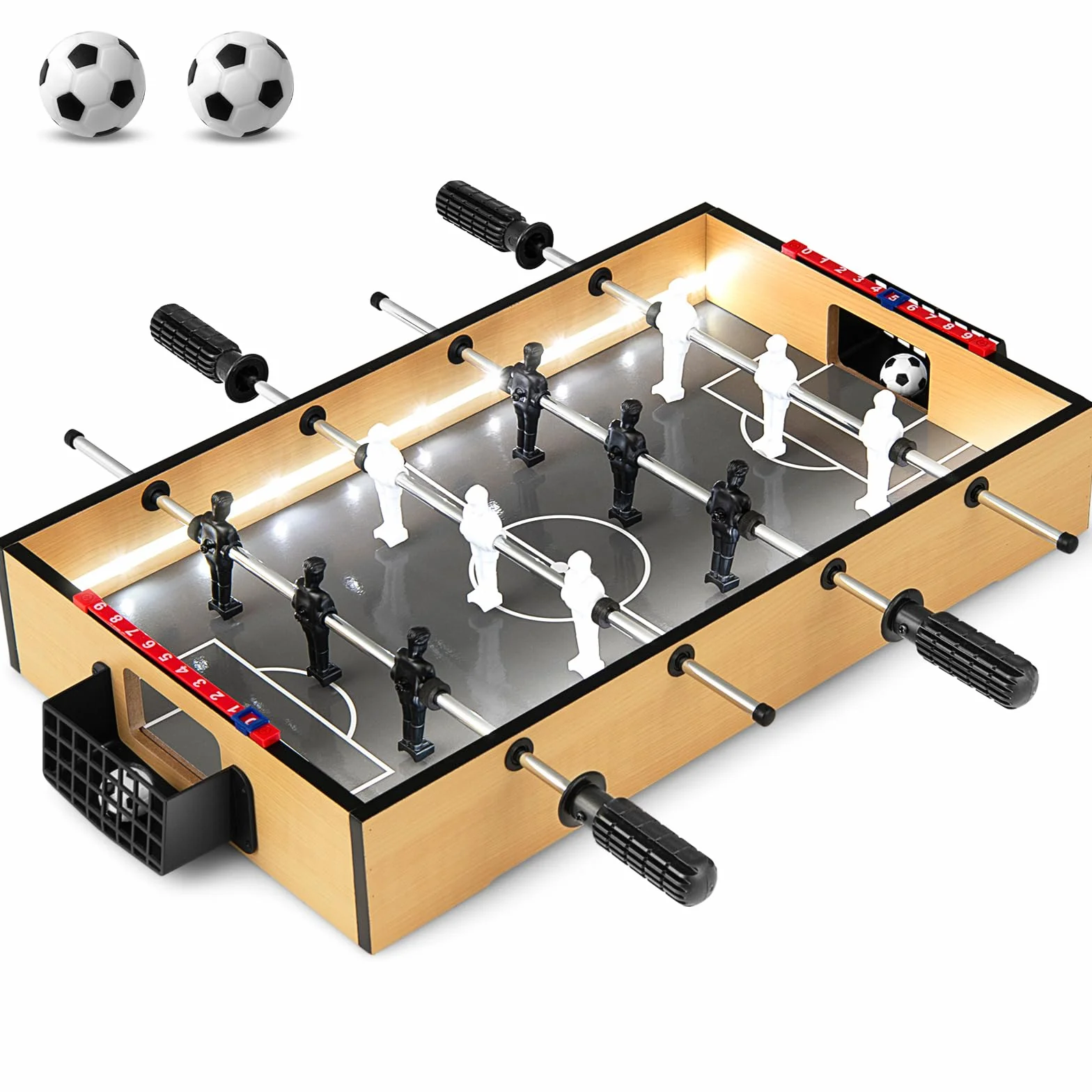 RELAX4LIFE Mini Calcio Balilla con 4 Aste, Segnapunti e 2 Palline, per Bambini e Adulti, per Feste