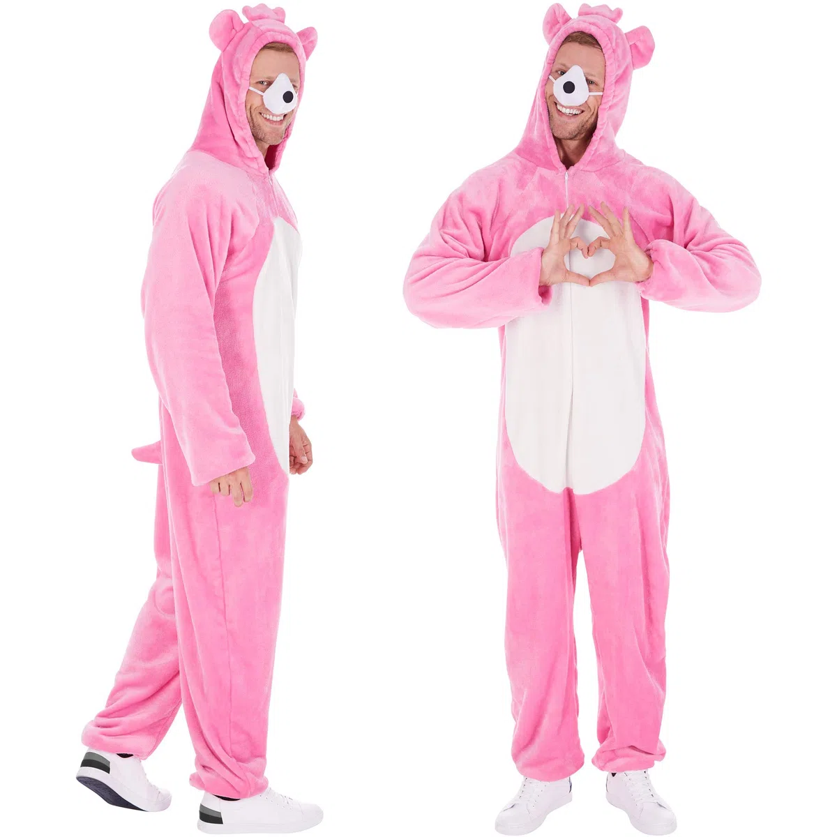 dressforfun Costume da Orso per Lui e per Lei | In Soffice Tessuto di Peluche | Incl. Naso con Elastico (Rosa | L | No. 300879)