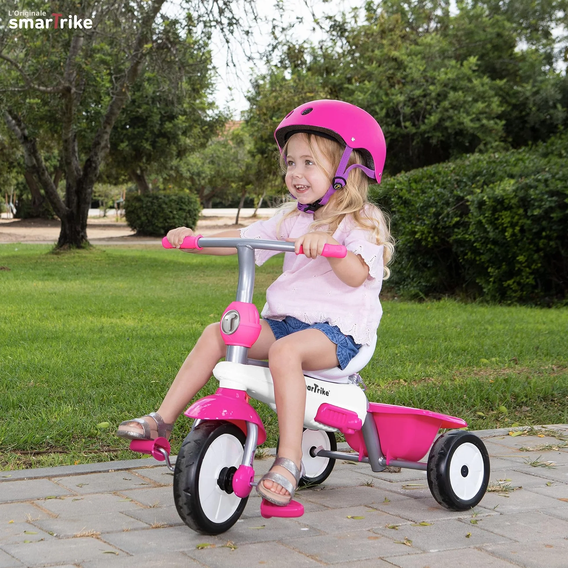 smarTrike Breeze Plus Triciclo per Bambini di età 1,2,3 anni - Triciclo 4 in 1 Multi-stadio, Rosa Principessa
