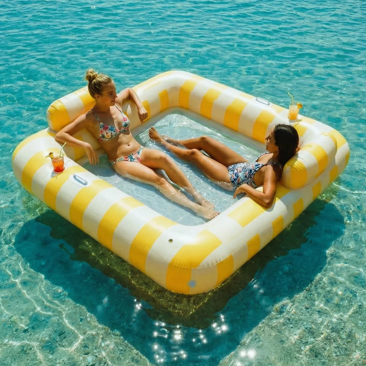 Float Joy Materasso Gonfiabile Gigante 190x170 cm per 2 Persone con Portabicchieri