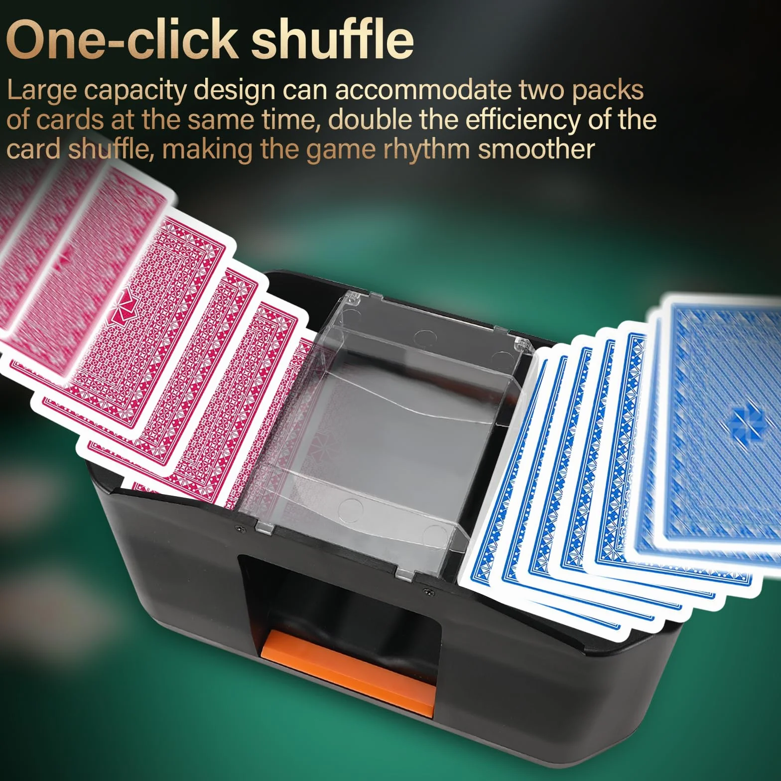 Kasanni Mischia Carte Automatico, Mescolatore Carte da Gioco per 1-2 Mazzi, Miscelatore per Carte Ricaricabile, Distributore Carte da Gioco, Miscelatore a Basso Rumore per Poker, Uno, Skip Bo