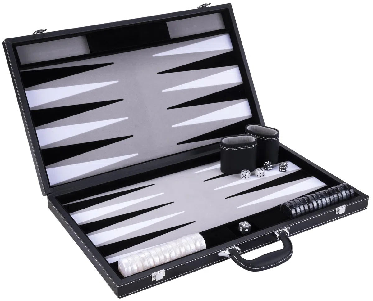 Engelhart - 250537 - Backgammon di Lusso 21 Pollici (54 cm) – Gioco Elegante in Similpelle con Interno in Feltro – Materiali di Alta Qualità