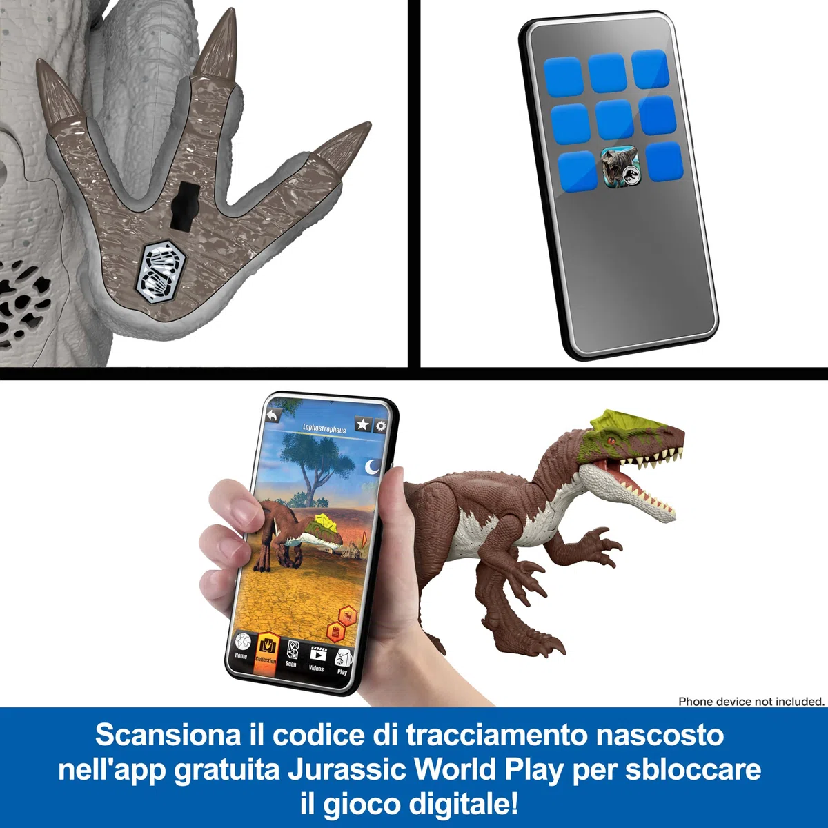 Mattel Jurassic World La Rinascita - Dinosauro Cattivo Ruggito Devastante, action figure da 55+ cm con 2 mosse d'attacco incluse, design autentico dal film, giocattolo per bambini, 4+ anni, JJP79