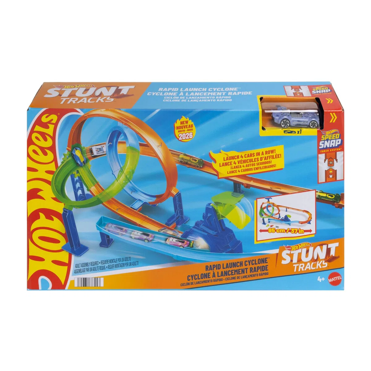 Hot Wheels Mega Ciclone Pista Giri della Morte Veicolo Incluso Speed Snap JHK73