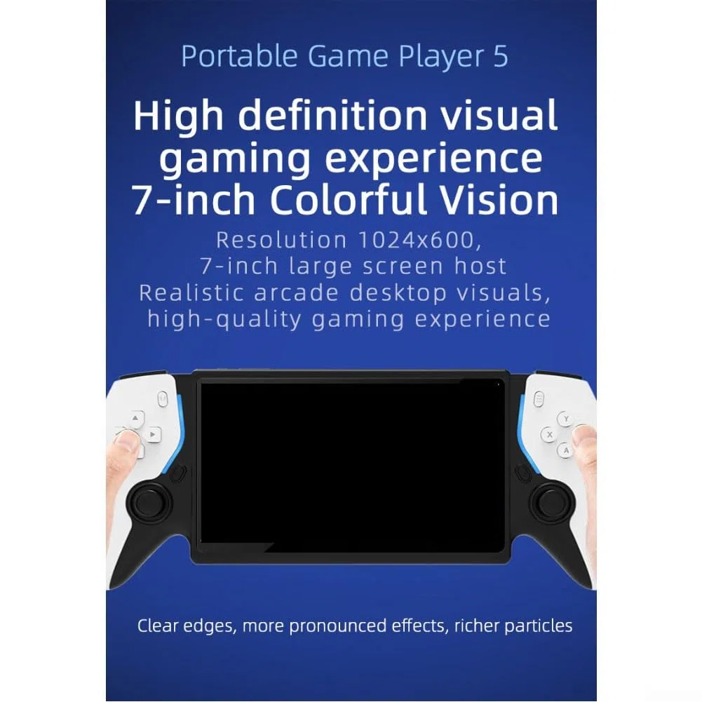 HC8000 - Console di gioco portatile retrò, schermo IPS da 7 pollici, 15000 giochi, ARM Cortex-A7 Quad-Core, 64 GB espandibile fino a 256 GB, per oltre 20 lingue (nero)