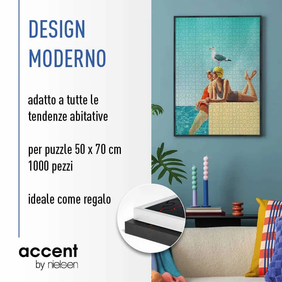 accent by nielsen cornici per puzzle, 50 x 70 cm, alluminio, Estructura Negro Mate, cornice per posterin formato verticale e orizzontale, vetro sintetico, Puzzle