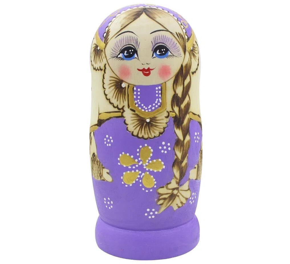 Bambole Babushka tradizionali russe nidificanti in legno Set di 7 matriosche viola giocattolo impilabile regalo per bambini