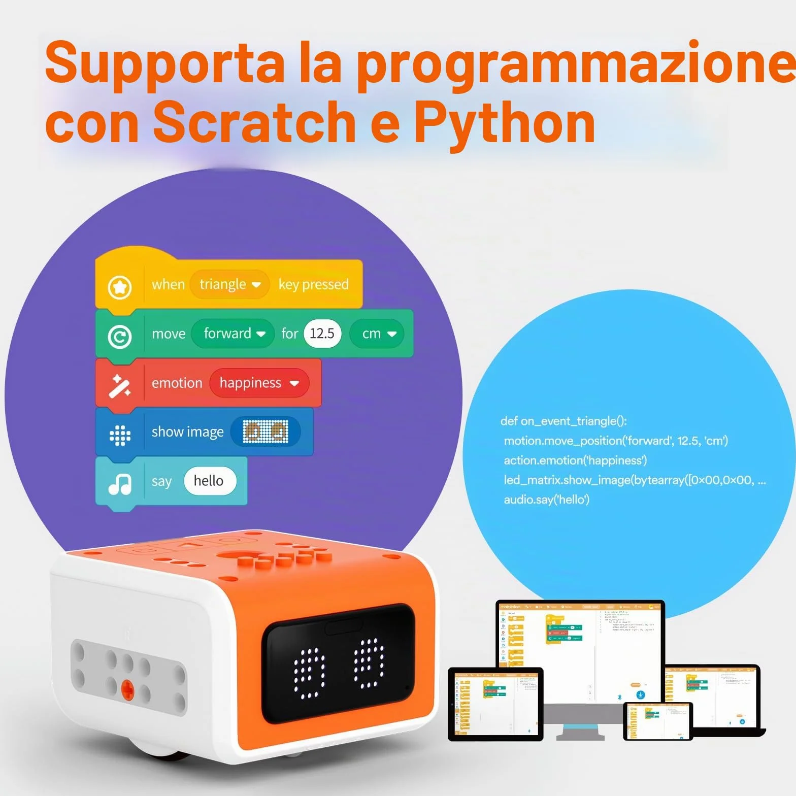 VinciBot - Robot programmabile per bambini 8-12 anni, kit Scratch & Python, programmazione elettronica, robot educativo STEM