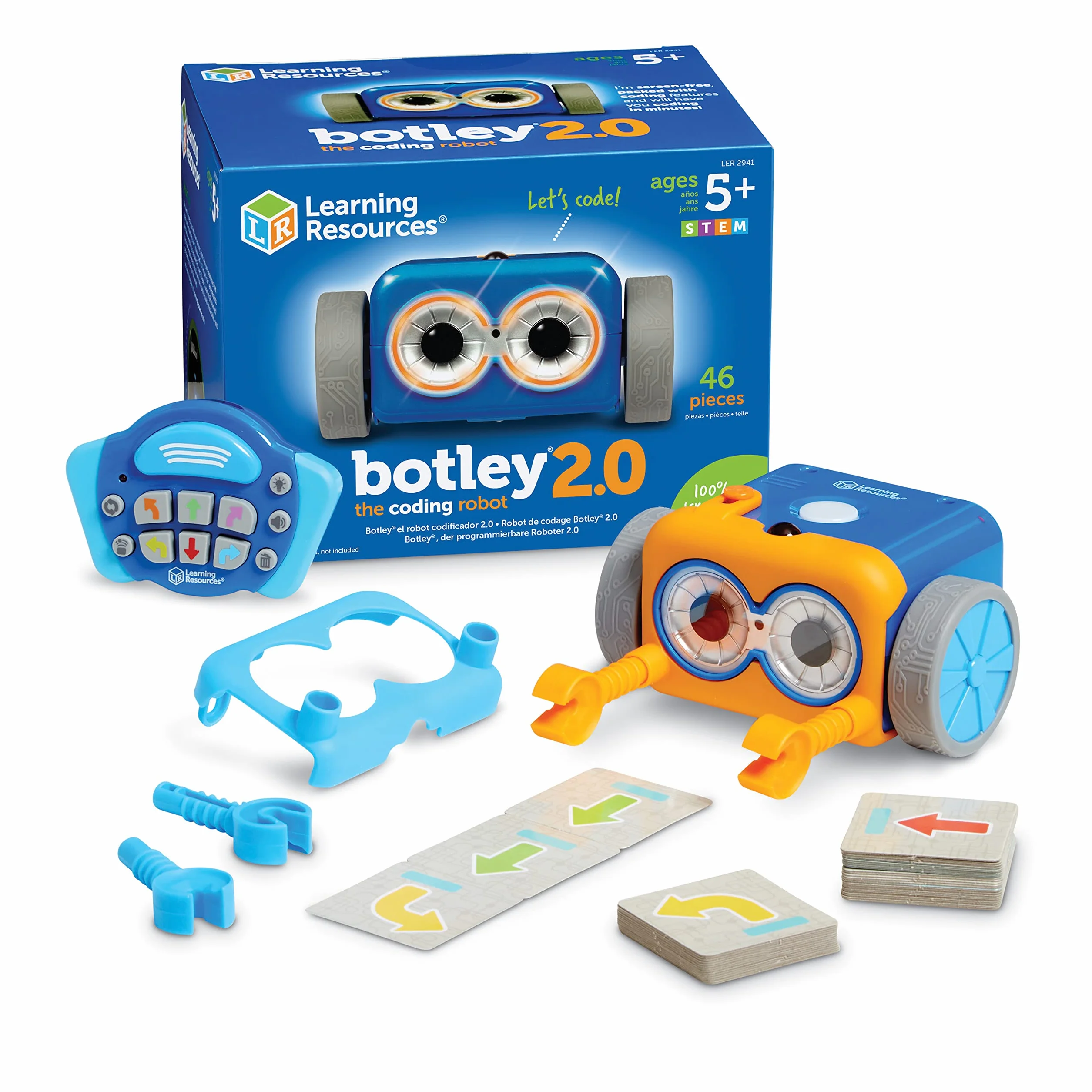 Learning Resources Robot Programmabile Botley 2.0, età 5+, Robot Educativo STEM Senza Schermo con Luci e Suoni