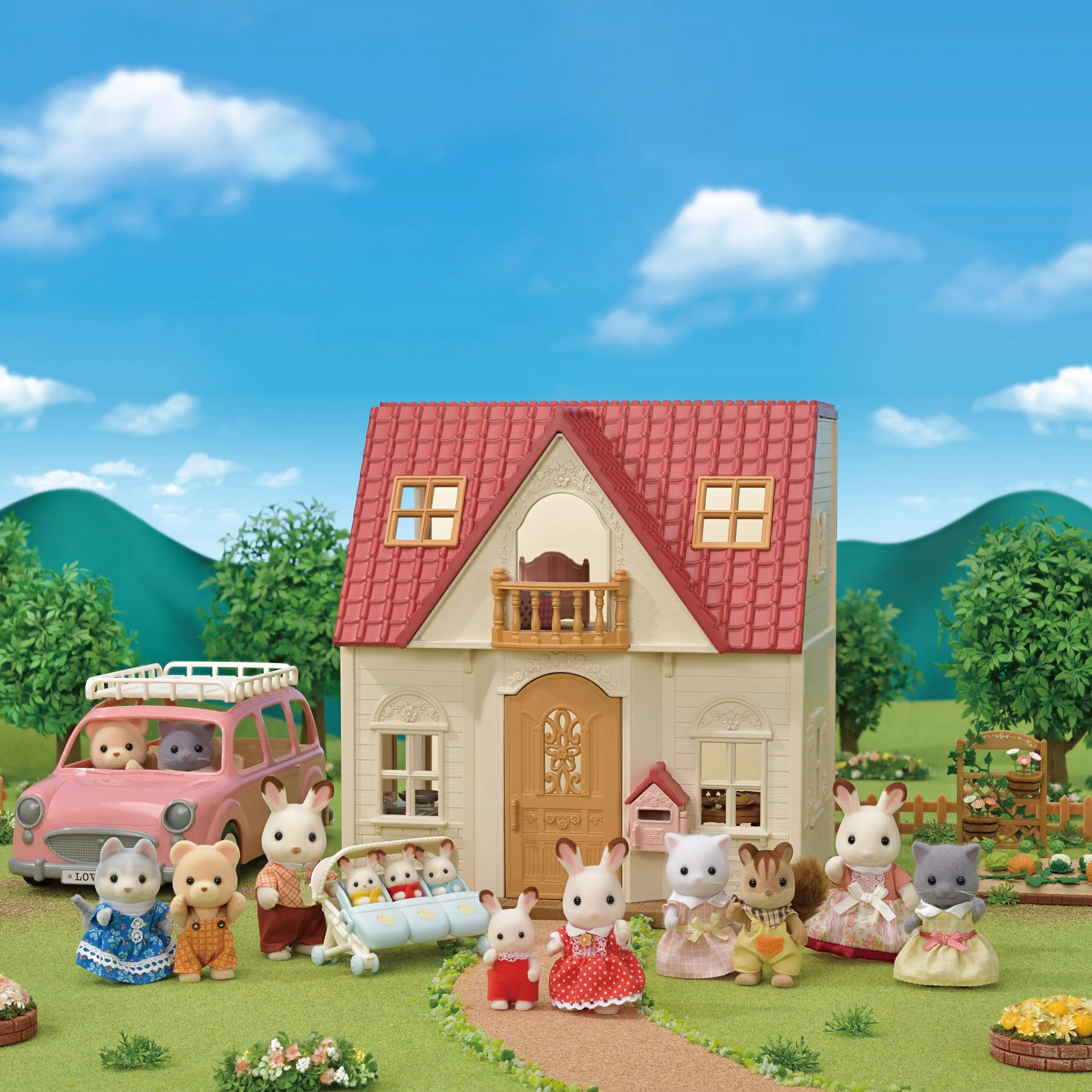 Sylvanian Families - Set Casetta Accogliente Starter Home con Coniglietta Cioccolato, Mobili Essenziali e Luce Funzionante – Modello 5567