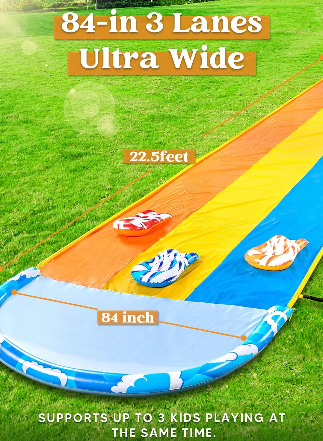 JOYIN Scivolo Triplo 685 cm 3 Tavole Bodyboard Irrigatore per Bambini Adulti