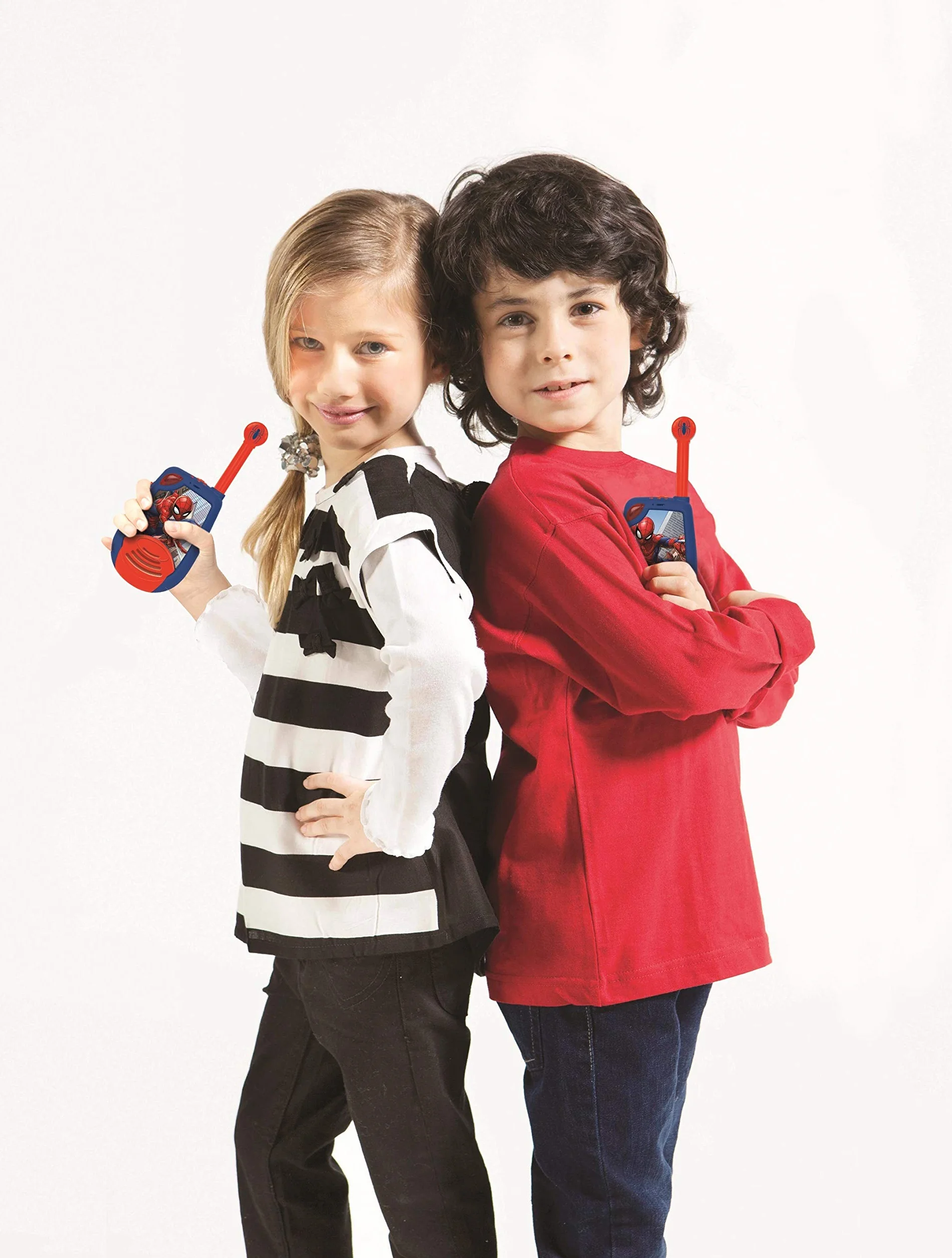 Lexibook, Spider-Man, Walkie-Talkie Digitale per Bambini, Raggio di Trasmissione 2 km, Funzione Luce Morse, Clip da Cintura per Il Trasporto, Funzionamento a Batteria, Blu/Rosso, TW25SP
