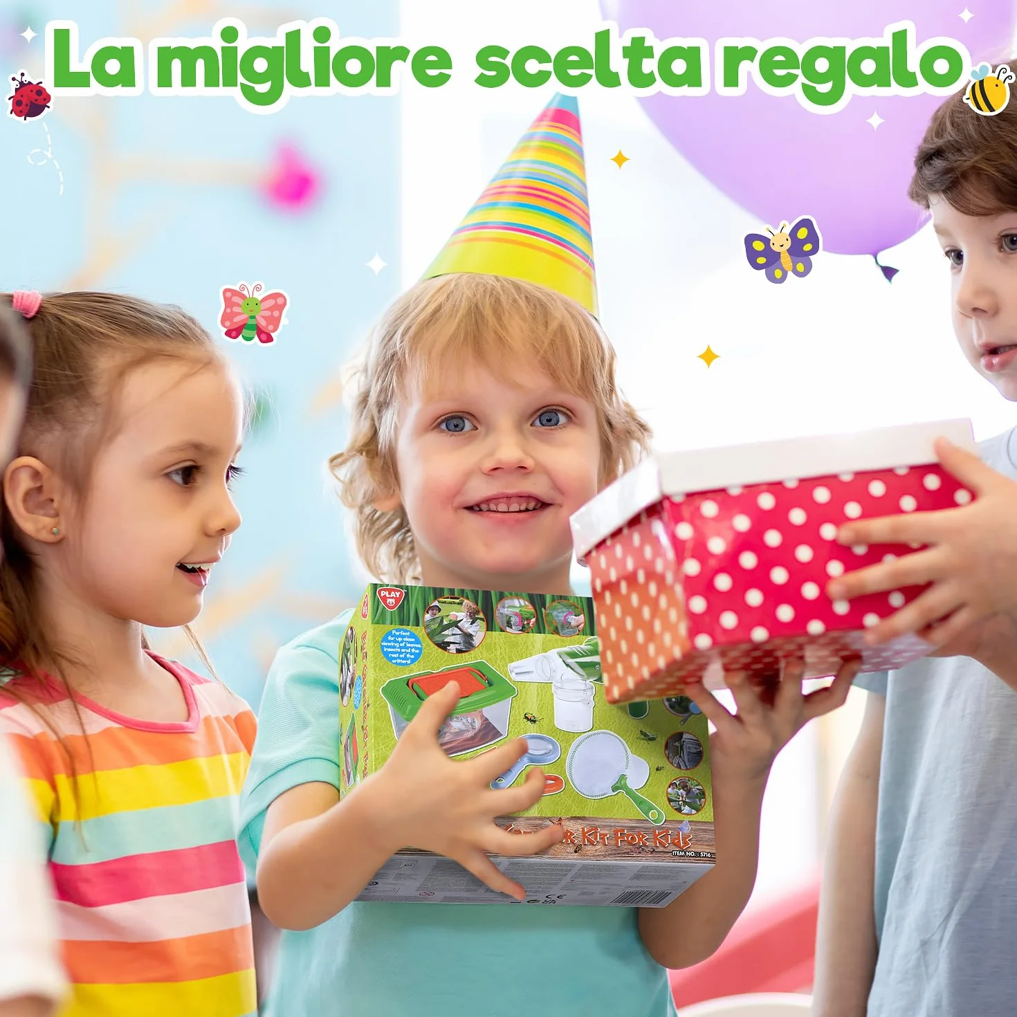 Kit Esploratore Bambini con Cattura Insetti, Scatola per Insetti, Rete di Farfalle, lenti d'ingrandimento, Pinzette, Portachiavi, Esplorazione Outdoor Giocattoli Regalo Set per Bambini da 3+ Anni