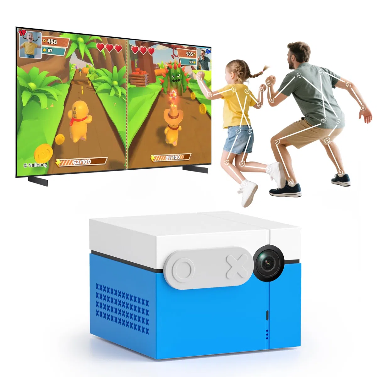 KINHANK MotionX Console Giochi di Movimento, Sistema di Videogiochi Interattivo per Bambini e Famiglie, Senza Controller, Senza Abbonamento, Aggiornamenti Mensili, Idea Regalo per Bambini (4-15 anni)