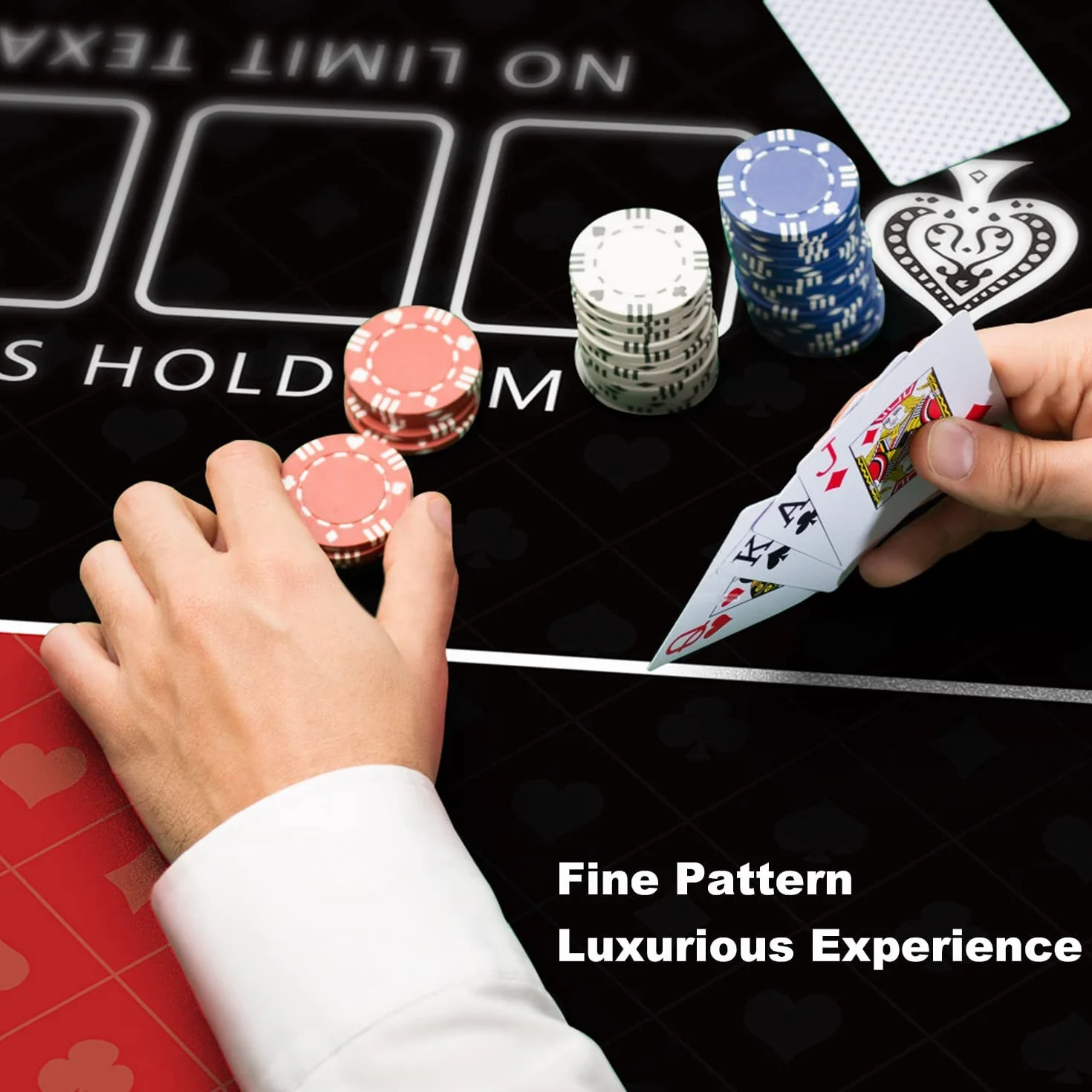 YUZPKRSI Tappetino da Poker 180 × 90cm, Texas Hold’Em Panno da Poker Portatile, Professionale Tappeto da Poker per 10 Giocatori, Layout Superiore del Poker con Borse da Trasporto