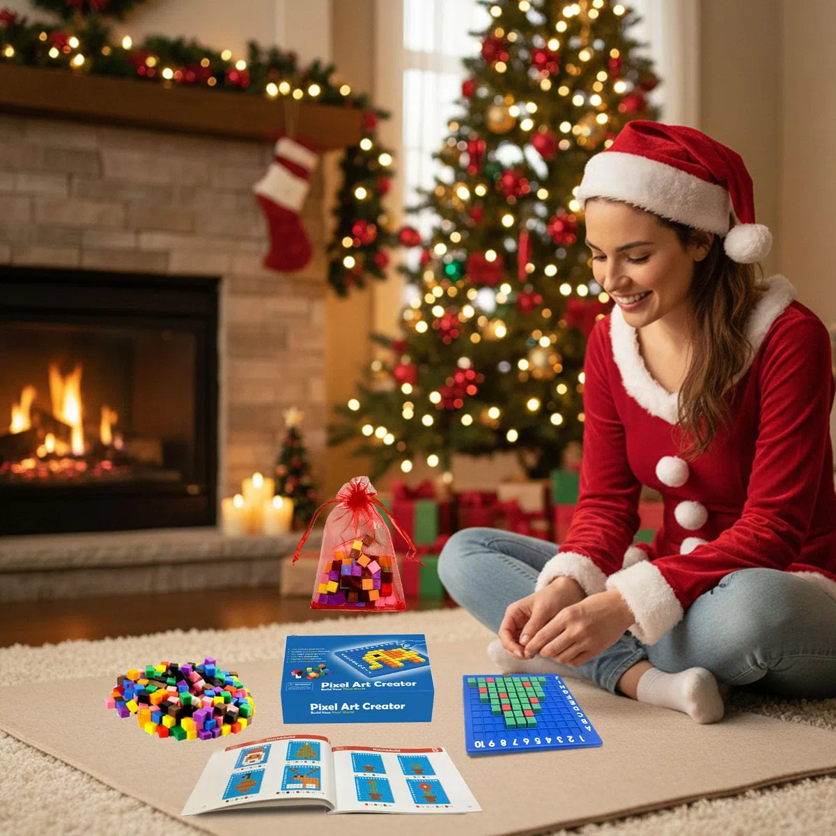 Blocchi da Costruzioni di Puzzle, 400 Pezzi Set di Attività per Cubi, Nuovi Pixel Art, Set da Festa Multifunzionale, per Festa & Famiglia