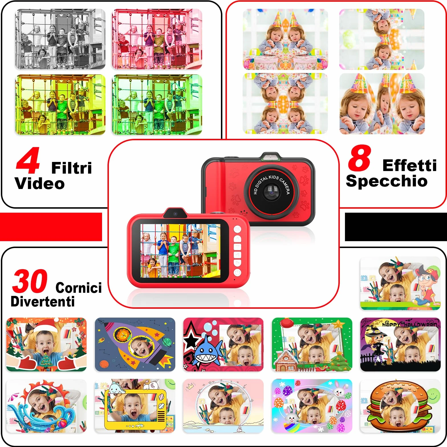 Macchina Fotografica Bambini | 3,5" Grande Schermo| 360° Obiettivo Zoom Rotante| 1080P HD Fotocamera Bambini con Selfie| Flash LED | Scheda SD 32G| Regalo Bambina e Bambino 3 4 5 6 7 8 9 10 11 12 Anni