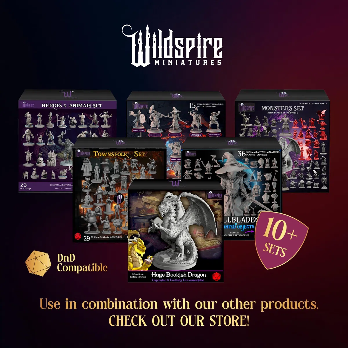 Wildspire Classic Creatures - Set completo 1 - Miniature essenziali di mostro DND verniciabile, 125 miniature per D&D in scala da 28 mm Minatures Dungeons and Dragons Minis D&D