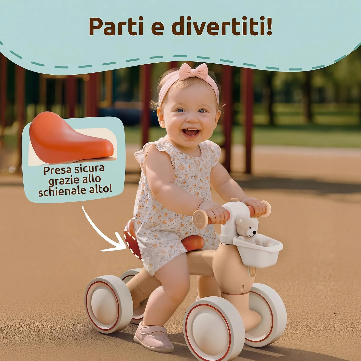 Mallie® Bicicletta Senza Pedali per 1 Anno con cestino - Balance Bike, Regalo Bambino 1 Anno, Bici Senza Pedali 2 Anni, Regalo Bimbo, Regalo Bambina