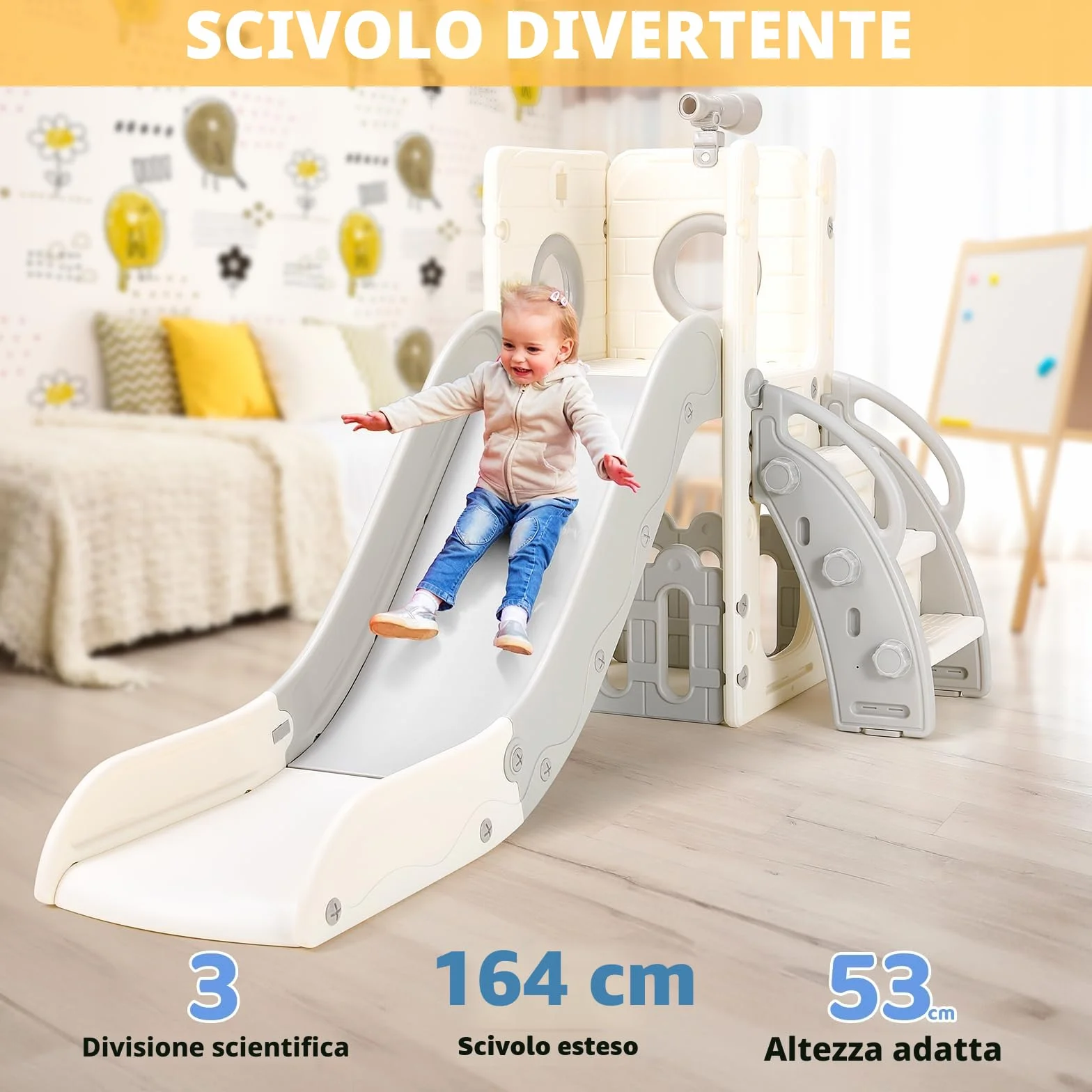 Scivolo per Bambini, Toddler Climber Swing Set, 5 in 1 Parco Giochi, con Altalena, Scivolo, Scala da Arrampicata, Telescopio, Deposito, Set di Giochi per Interni all'aperto, Scivolo Indipendente