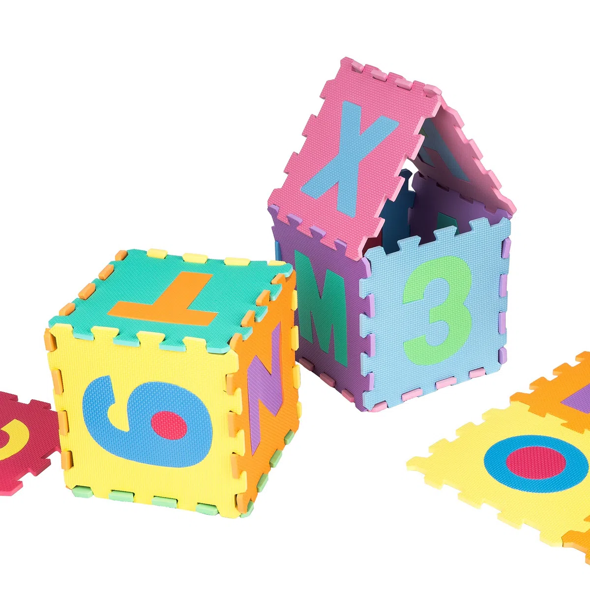 Tectake Tappeto Gioco Bambini Puzzle 189x189x1cm 86 pezzi Lettere e Numeri Gomma EVA Giochi Montessori