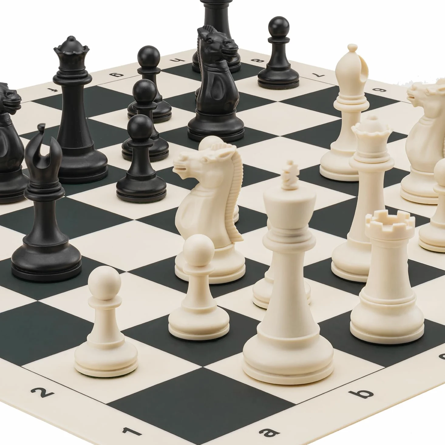 Set Di Scacchi Da Torneo Con Tavola Pieghevole In Silicone 51*51 cm E Pezzi Staunton Con Peso Quadruplo, Pacchetti E Viaggi Edizione Classica Super Pesante