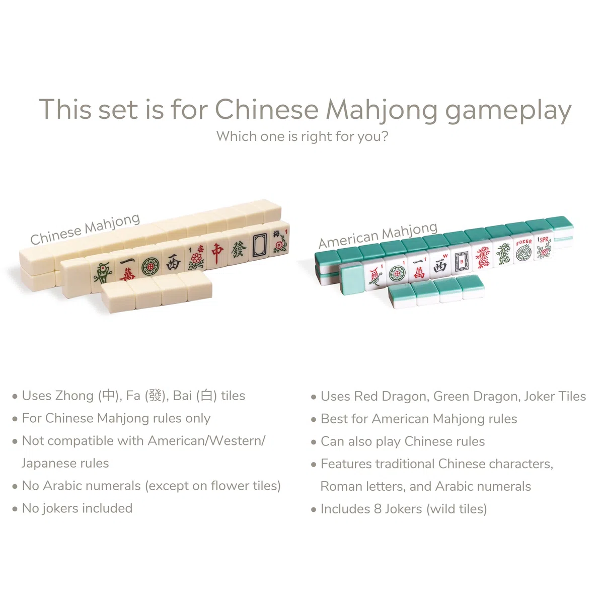 Yellow Mountain Imports Chinese Mahjong Set, Classic Ivory, 146 Tiles, Vinyl Case, Wind Indicator & Dice