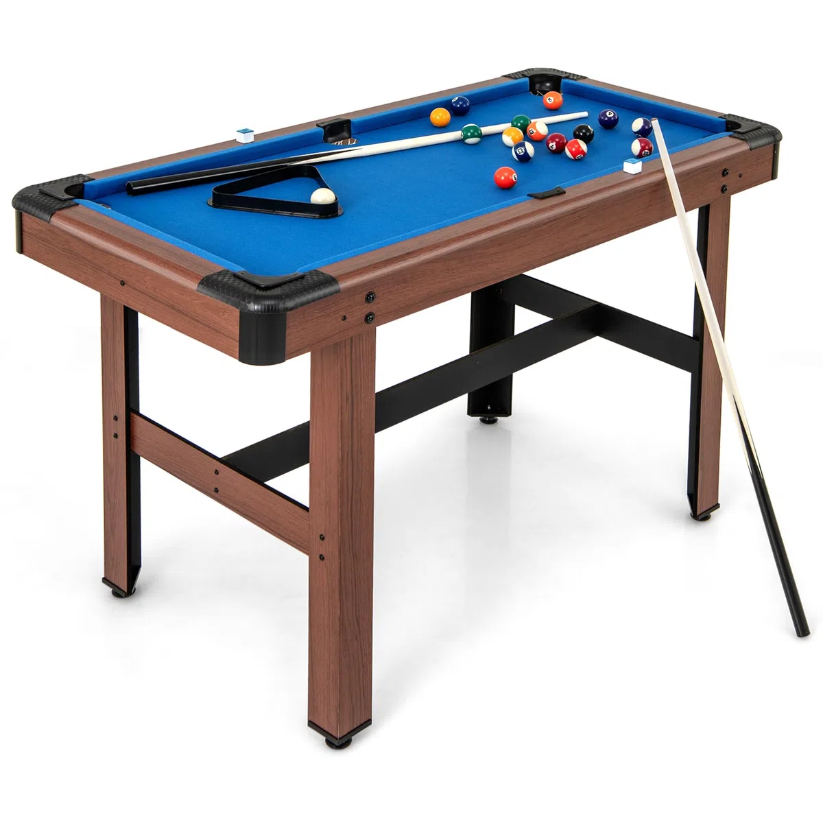 RELAX4LIFE Tavolo da Biliardo 122 cm, Mini Biliardo in Legno con Set Completo di 16 Palline, 2 Stecche, Gessetti, Spazzola e Triangolo – Tavolo Salvaspazio per Casa, Bar e Palestra