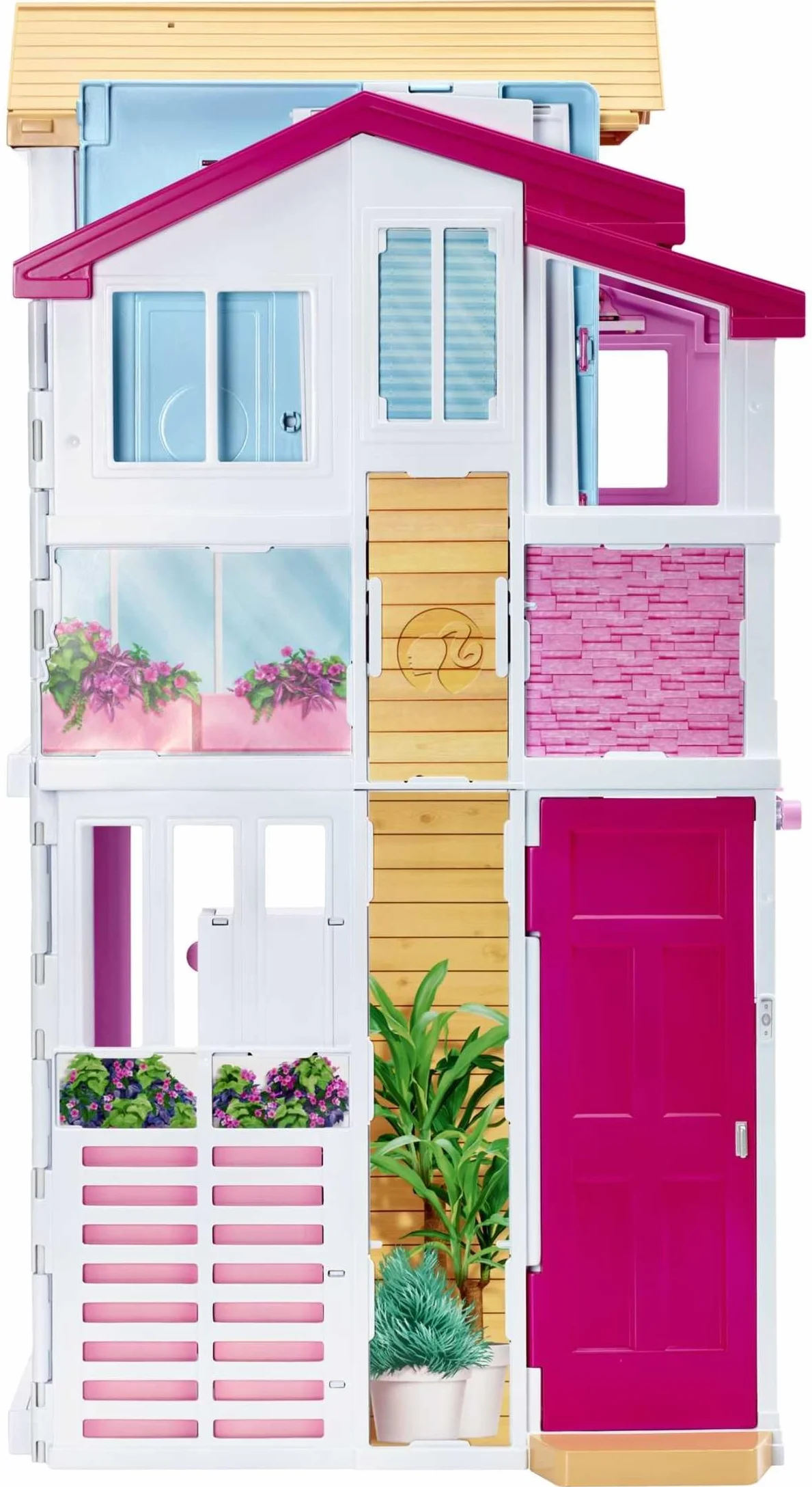 Barbie - La Casa a 3 piani, playset con ascensore e altalena, mobili e accessori inclusi, chiudibile per il trasporto, giocattolo per bambini, 3+ anni, DLY32