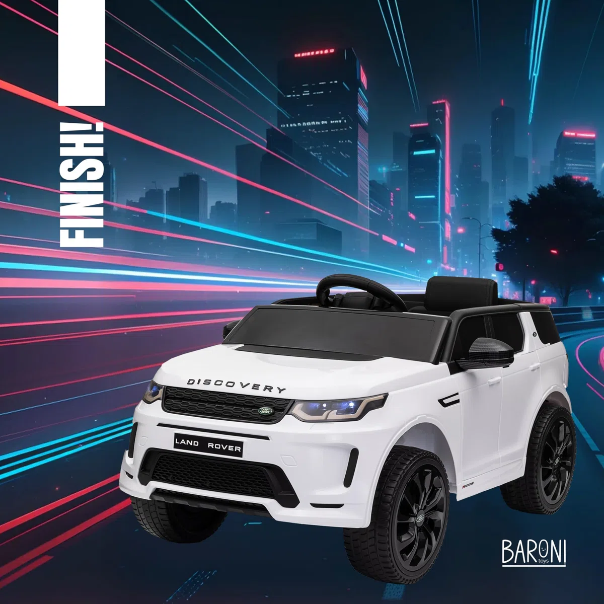 Baroni Toys Land Rover Range Rover Baby Car Elettrica Full Optional Bianca, Auto Telecomandata 12V, Carico 25 Kg