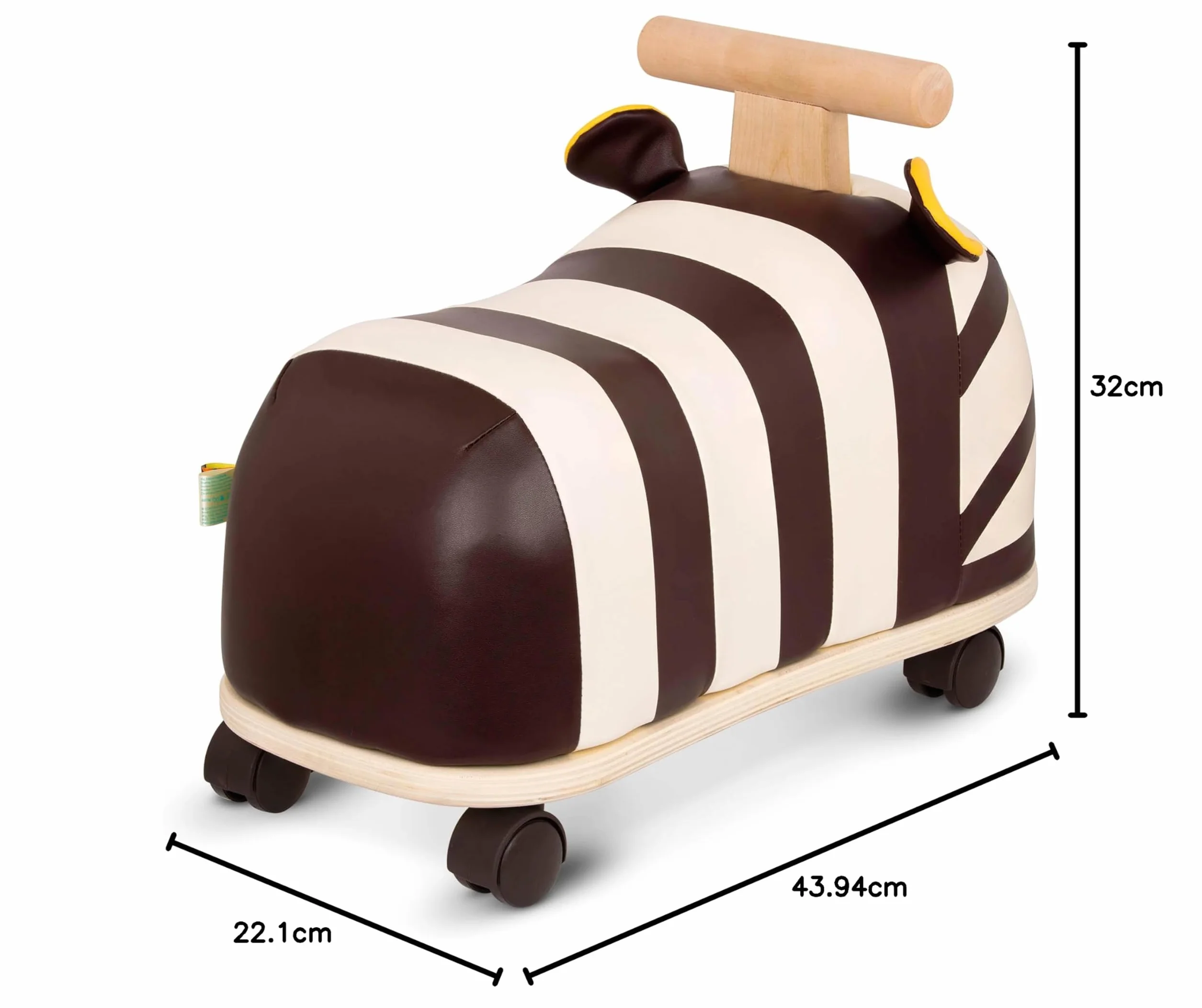 B. toys - Zippity Zebra - Zebra cavalcabile - Giocattolo cavalcabile per bambini e ragazzi - Sedile morbido - Giocattolo in legno - 18 mesi +