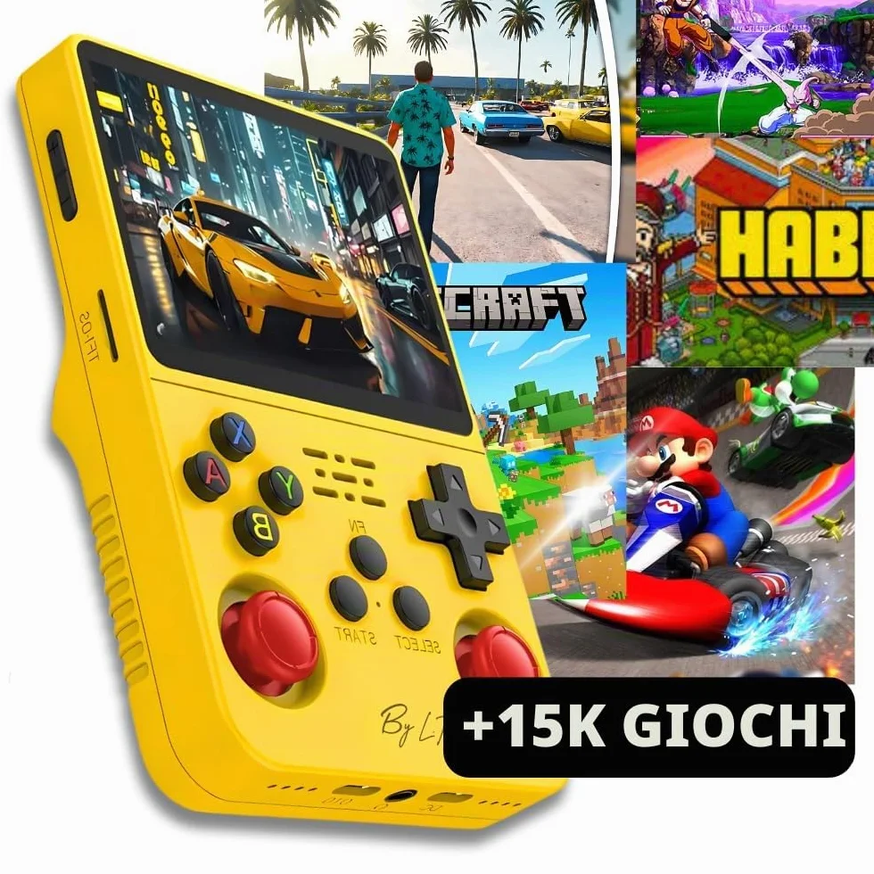 By L.T Console di gioco portatile +15.000 giochi - schermo Full HD ad alta risoluzione, memoria espandibile da 128 GB, licenza Linux 2.0, wifi, multiplayer + 4 trigger posteriori R1/L1 R2/L2, presa +
