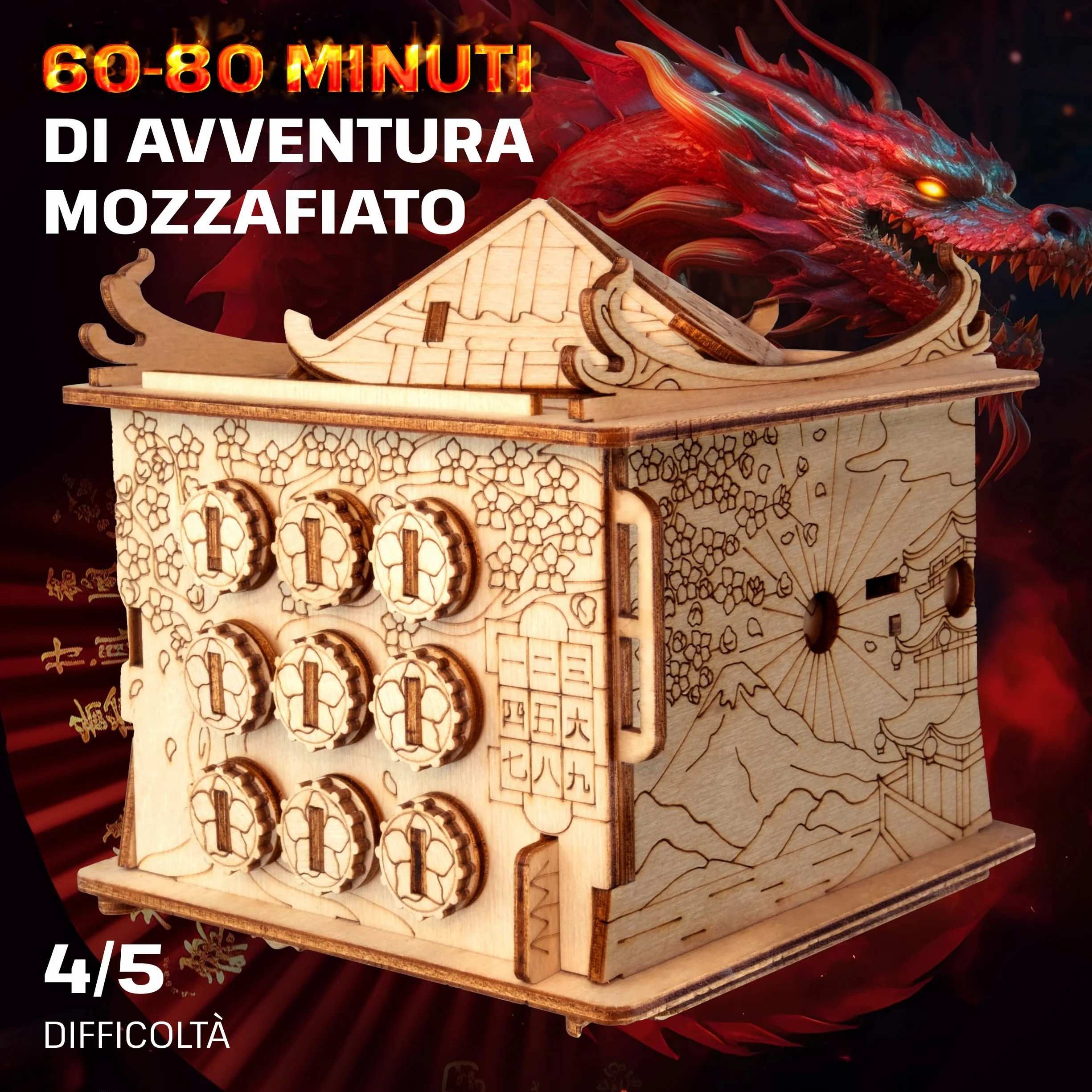 ESC WELT House of Dragon - Puzzle 3d in Legno - Rompicapo in Legno Difficile - Escape Room Gioco da Tavolo - Scatola Segreta Rompicapo con Scompartimento Nascosto - Giochi di Logica per Adulti
