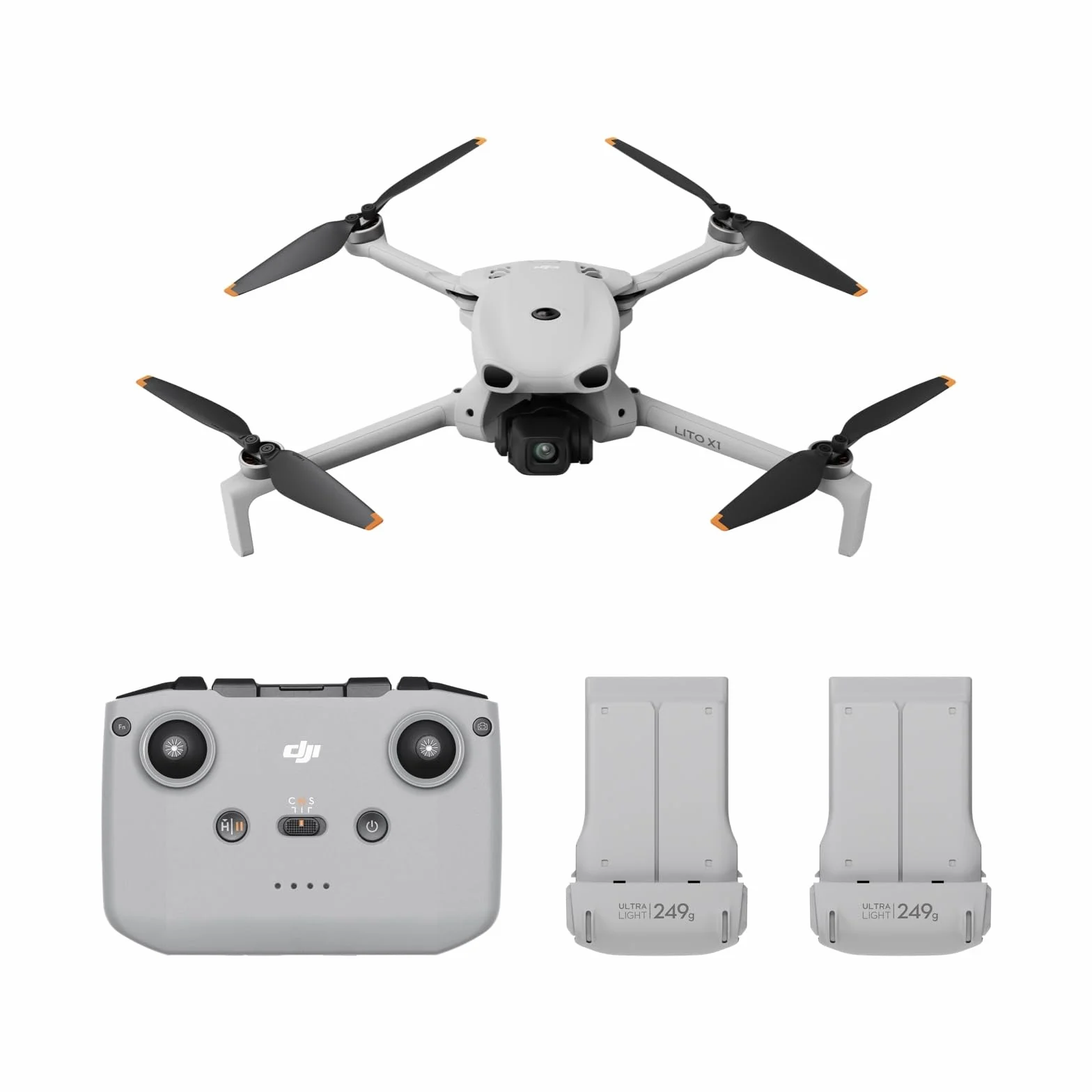 DJI Lito X1 Combo Due Batterie con DJI RC-N3, drone con fotocamera 4K per principianti, rilevamento degli ostacoli, ActiveTrack, sensore da 1/1,3 pollici, leggero per adulti, 2 batterie, C0