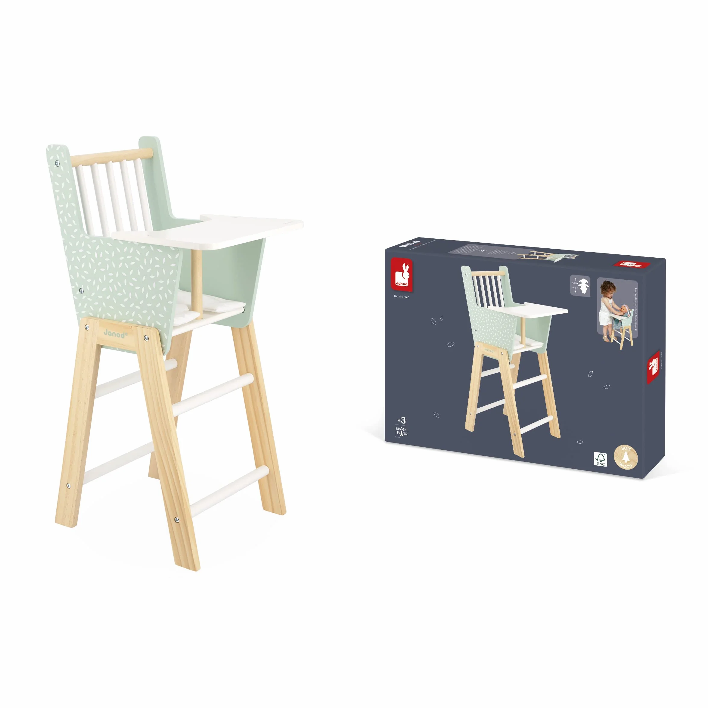Janod Seggiolone Zen in Legno FSC Giocattolo di Imitazione Accessorio per Bambole 42 cm 3 Anni