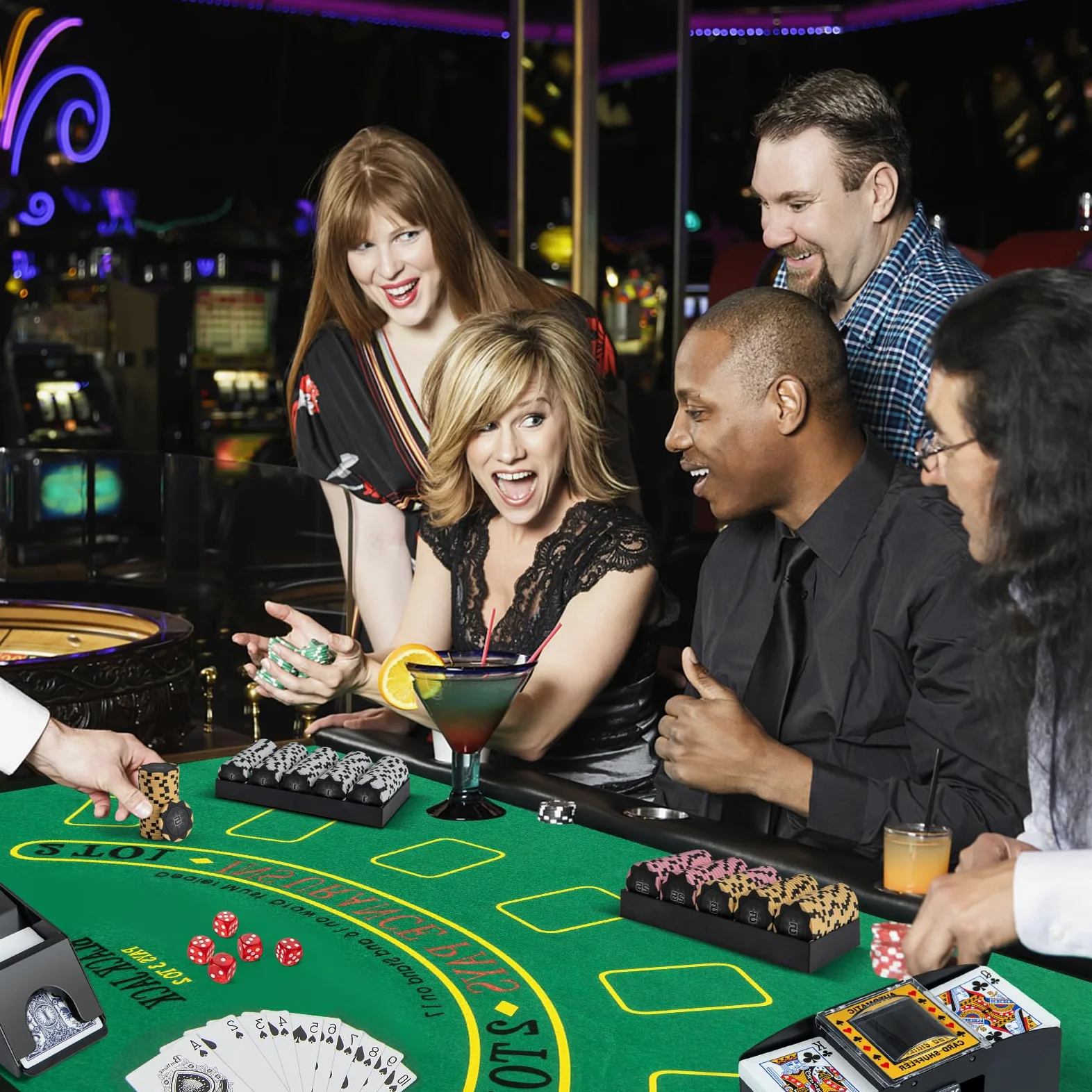 HOMASIS Set da Poker Professionale con Fiches e Mazzi di Carte per Texas Holdem