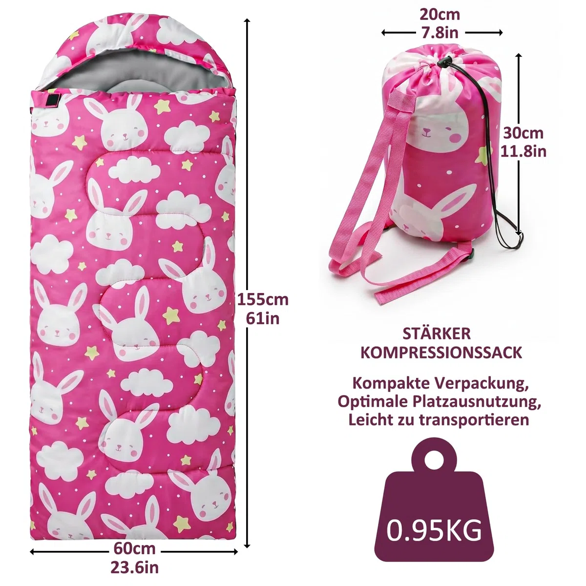 Sacchi a pelo per bambini, sacco a pelo da campeggio con borsa per il trasporto, sacco a pelo compatto per escursionismo, zaino in spalla 3 stagioni, clima caldo e fresco, leggero, impermeabile, da