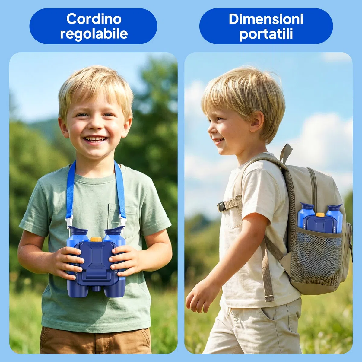 Ashfly Binocolo Digitale per Bambini con Schermo 2,4", Zoom 10x, Giochi Integrati, Modalità Visione Notturna e Fotocamera – Gioco Educativo Esplorazione Natura, 7+ Anni, blu