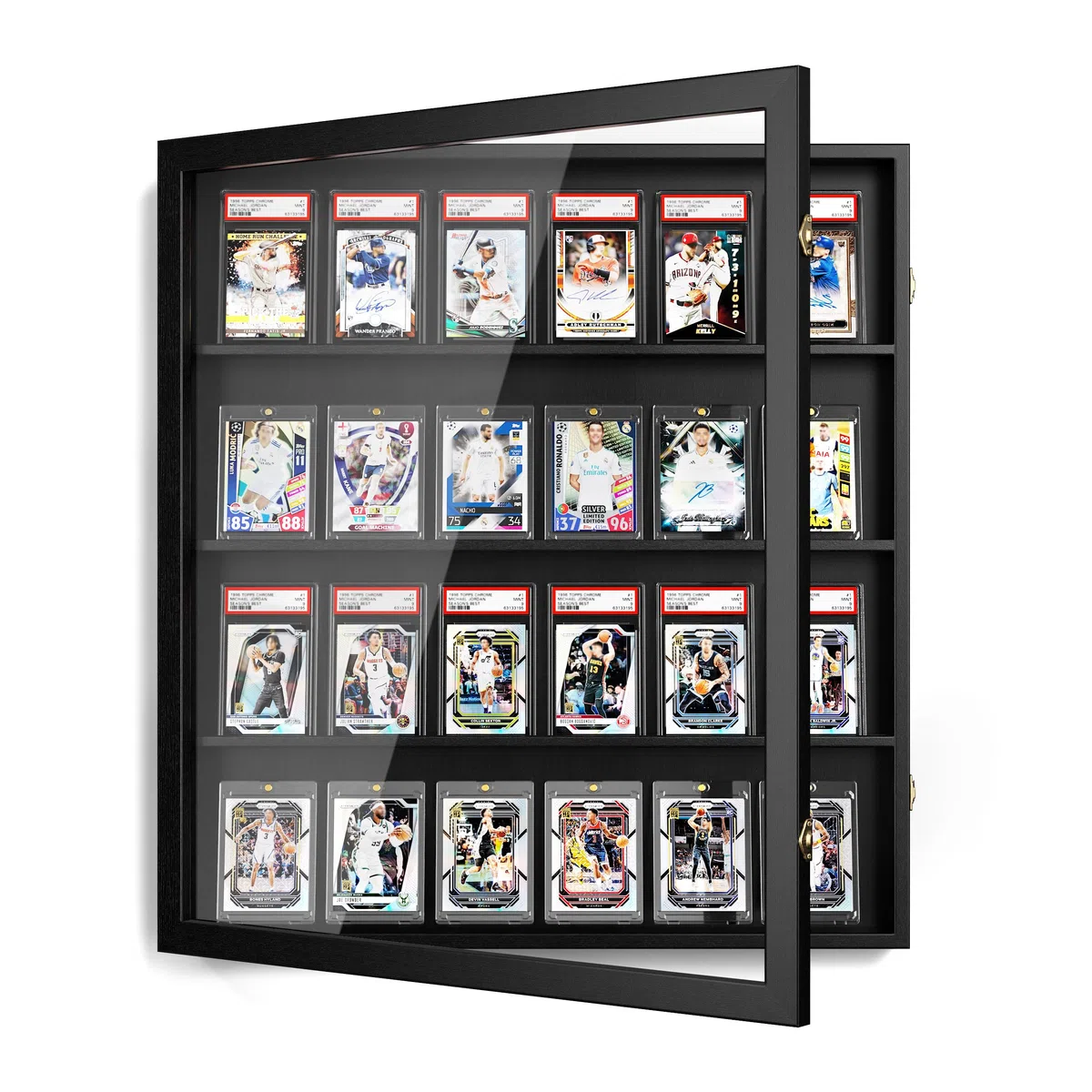 1 Pezzo Espositore a Parete di Carte, Legno Piani Espositore di Carte da Collezione, Trasparente HD Cornice di Visualizzazione della Carta per Carte da Baseball Sport Classificate Collezione