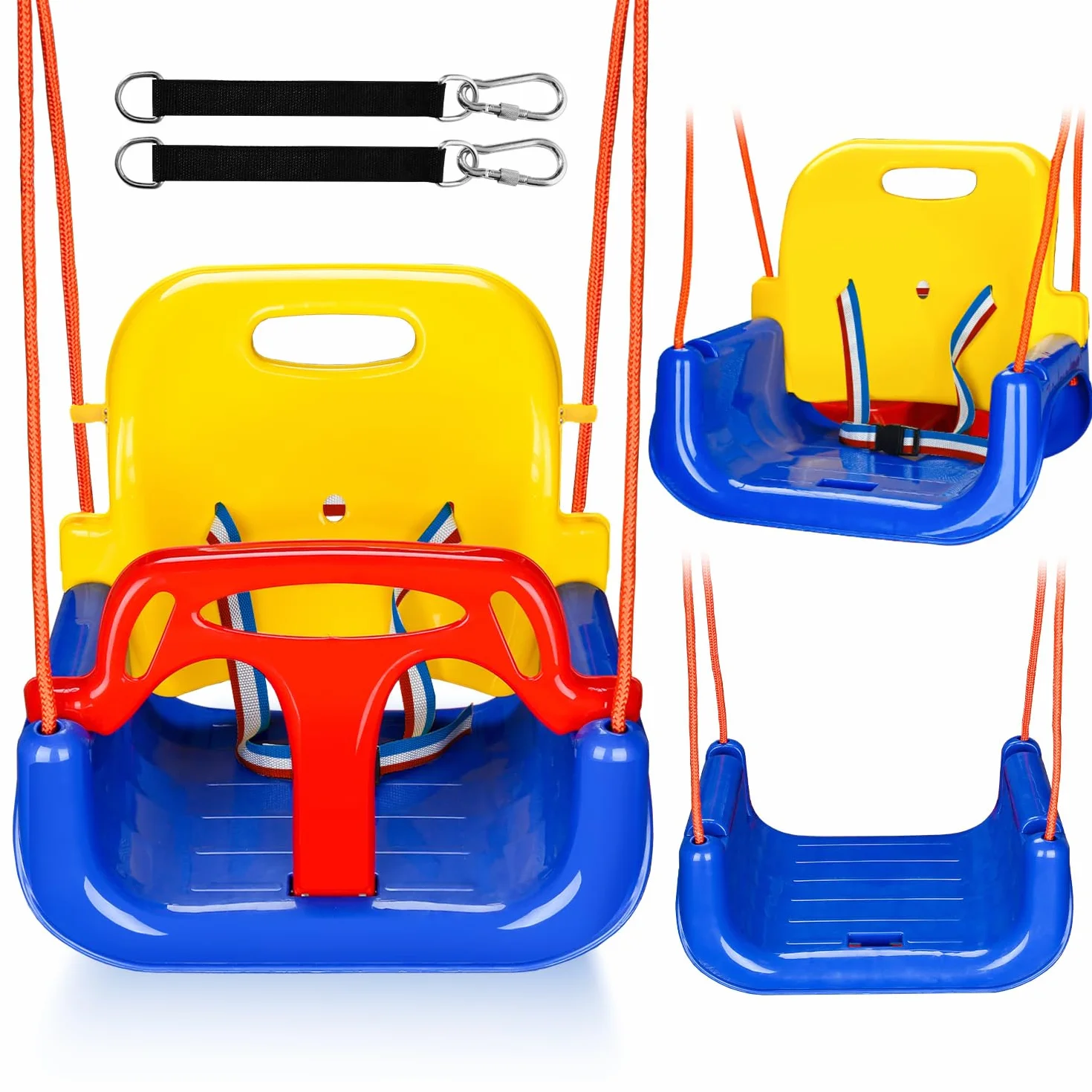 Altalena per bambini 3 in 1 fino a 50 kg, seggiolino rimovibile, regolabile in altezza, altalena per bambini che cresce con il bambino per esterni e interni