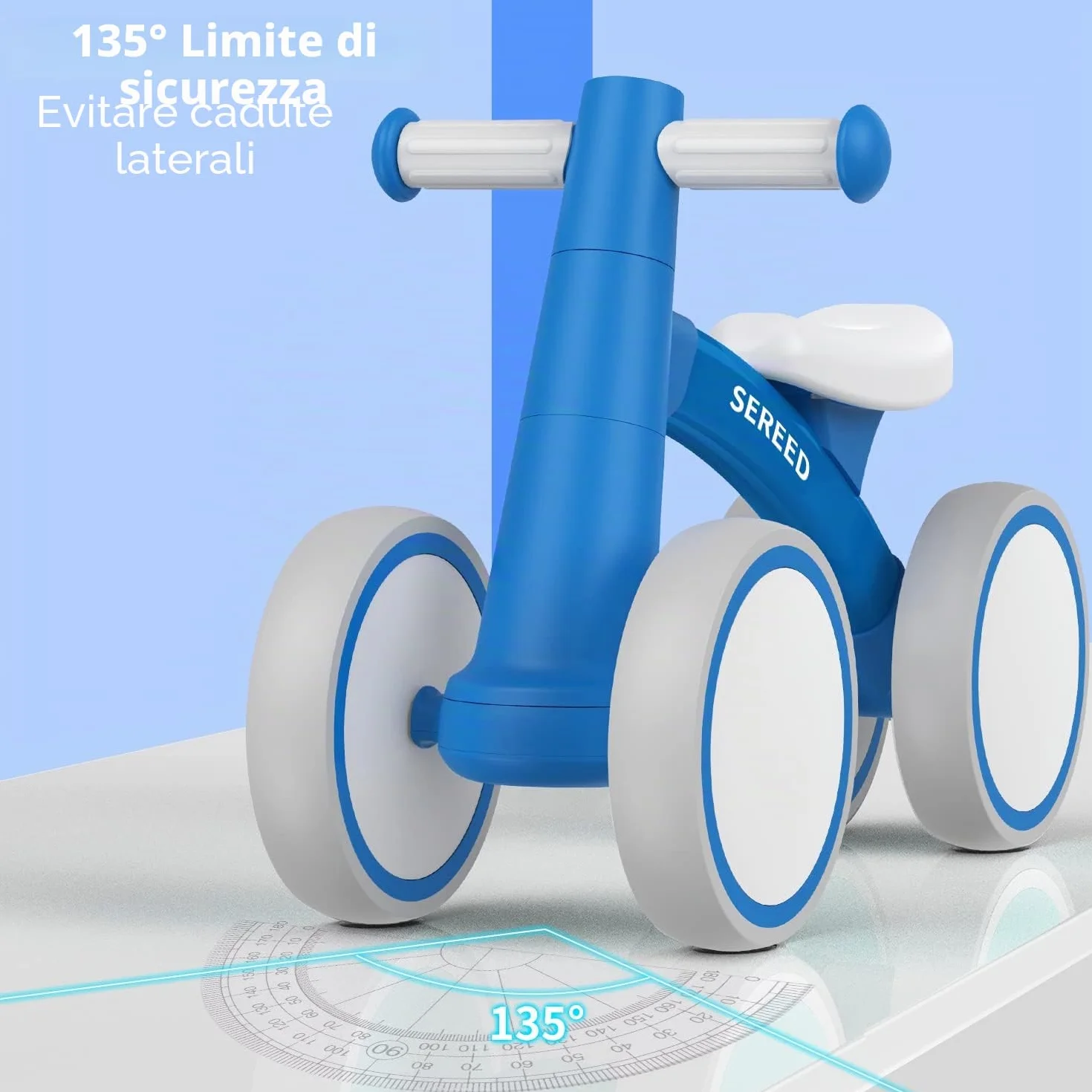SEREED Bicicletta per bambini a partire da 1 anno, giocattolo per bambini da 12 a 24 mesi, prima bicicletta senza pedale con 4 ruote per ragazzi e ragazze, regalo di primo compleanno