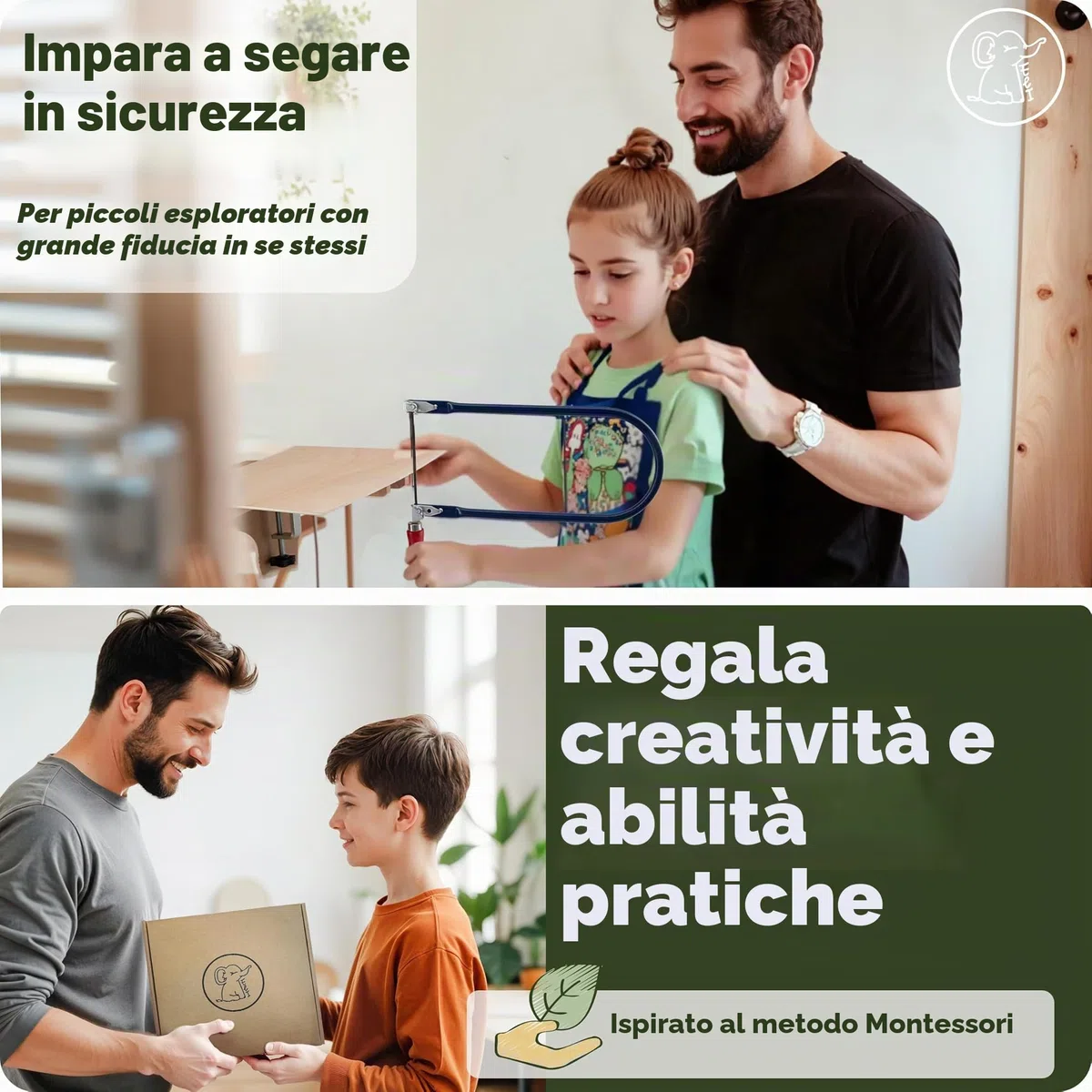 Eli® Sega da figura per bambini - Set completo per seghe figurative inclusi modelli creativi - Lastre figurative - Colori - Pennello - Carta abrasiva - Legno - Idea regalo per ragazzi e ragazze