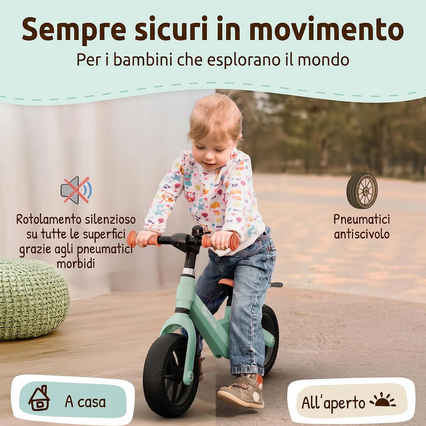 Mallie® Bicicletta Bambini 2-3 Anni con campanello - Balance Bike, Regalo Bambina 3 Anni, Giochi Bambina 2 Anni, Bici Senza Pedali 2 Anni, Regalo Bambino 4 Anni