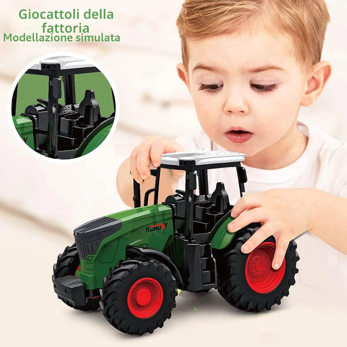 Trattore agricolo Veicoli Trattore Rimorchio con pinza di presa Balla rotonda Caricamento frontale Rimorchio ribaltabile Spandiconcime con Giocattoli Agricoltura Playset per ragazzi bambini