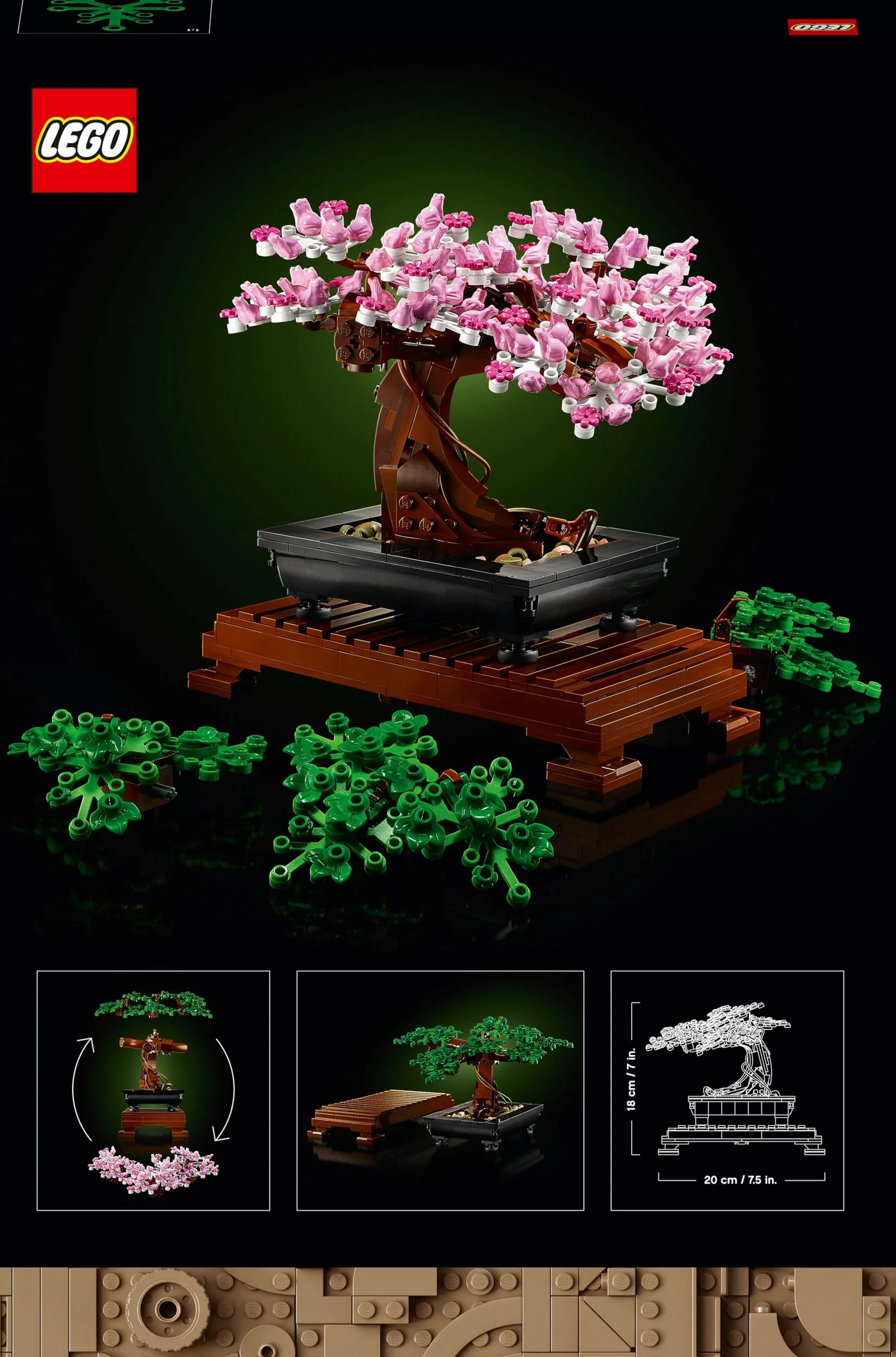 LEGO Botanicals Albero Bonsai - Kit di Piante Artificiali, Modellino da Costruire di Alberello con Vaso - Decorazione per la Casa Fai da Te - Idee Regalo per Adulti, Donna o Uomo - 10281