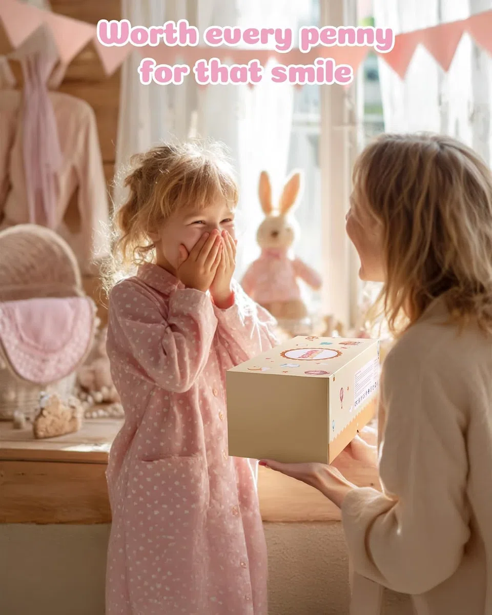 BABESIDE Vestiti per Rinato Bambino Bambole da 8 Pezzi con Culla Adatto a Bambole da 17-22 Pollici, Vestiti per Bambole, Accessori di Abbigliamento (rosa)