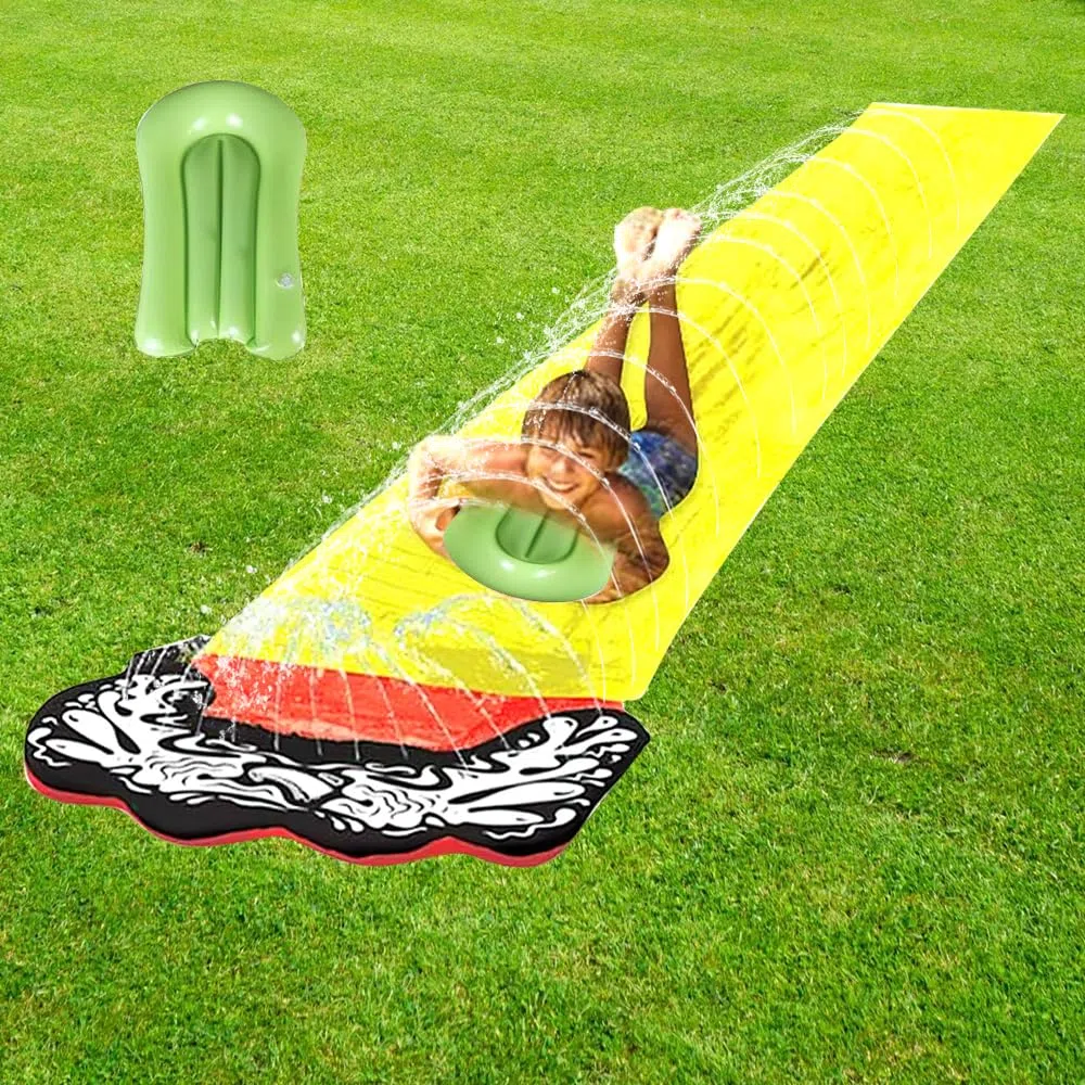 Scivolo Acquatico Giardino 480cm x 70cm Tappeto Scivolo Acqua Piscina con 1 Bodyboard