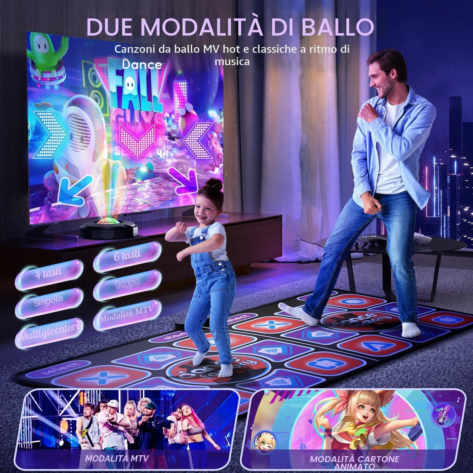 Tappetino da ballo per bambini e adulti, tappetino da ballo interattivo per TV con fotocamera, modelli migliorati, doppio tappeto da ballo musicale resistente e antiscivolo, 166 x 93 cm