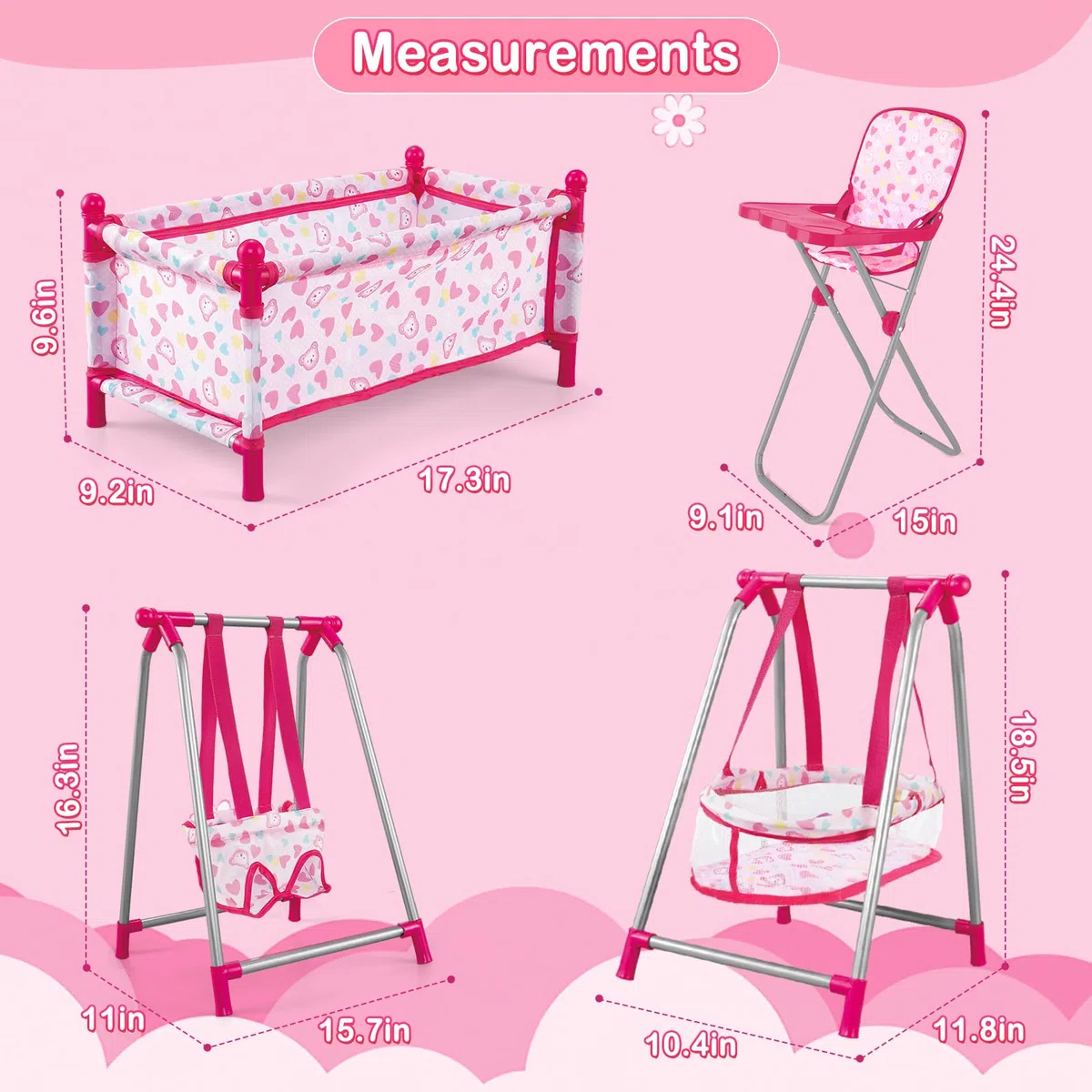 deAO Giocattolo Multifunzionale 5 in 1 per Bambini 1-3 Anni - Letto, Seggiolone, Altalena, Sedia a Dondolo in Plastica