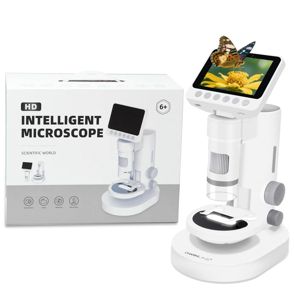 Microscopio 3 in 1 per Bambini, Microscopio Portatile Multifunzionale per Piccoli Esploratori, Ingrandimento 100X–1000X, con Scheda SD da 32 GB, Il Regalo Perfetto per Scoprire il Mondo Invisibile